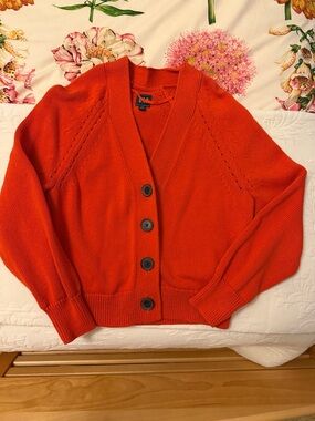 GAP Vibrant Orange Button-Front Knit Cardigan
